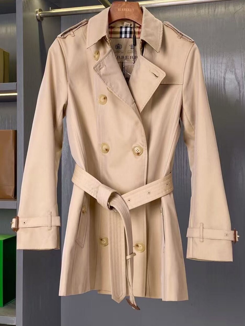 Burberry Beige Trench Coat with Signature Check Lining